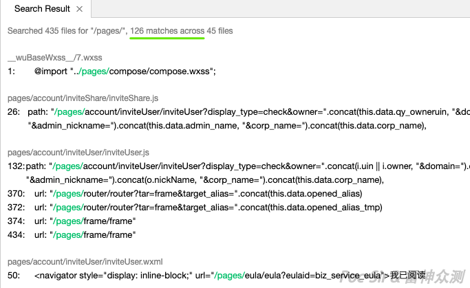 Global search results in WeChat Mini Program
