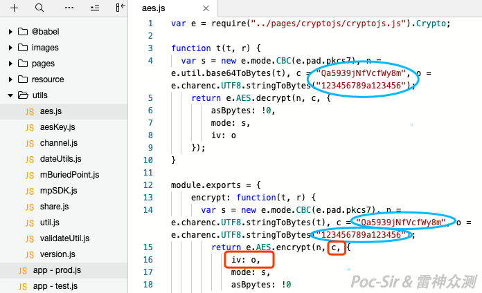AES encryption in JS source